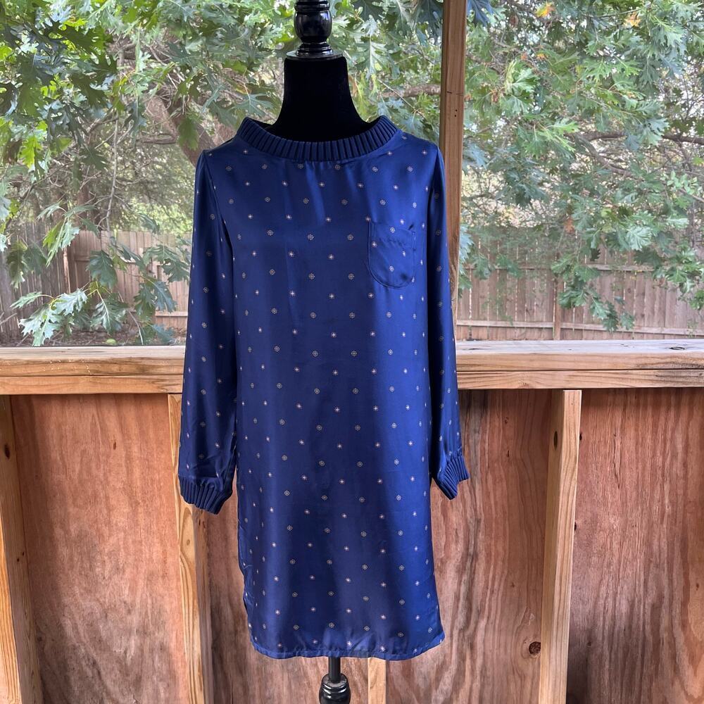 A.P.C. Rue Madame Paris Women's Blue 100% Silk Shift Dress Size S